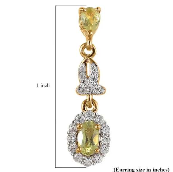 *RARE* Natural Chrysoberyl and White Zircon Dangle Earrings. - Picture 5 of 5